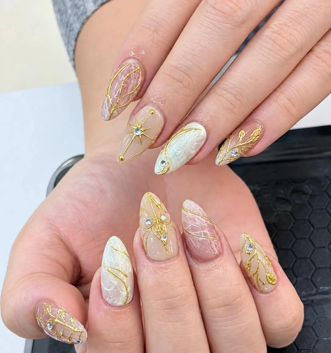Clean French pearl bridal nails with courteous salon craftsmanship
